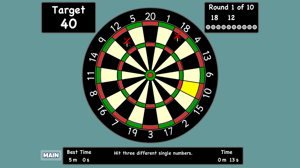 One Player Darts Target Challenge. Can you hit the target score?