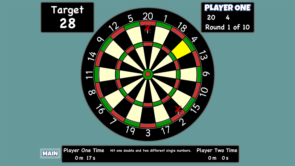 Two Player Darts Target Challenge. Can you hit the target score?
